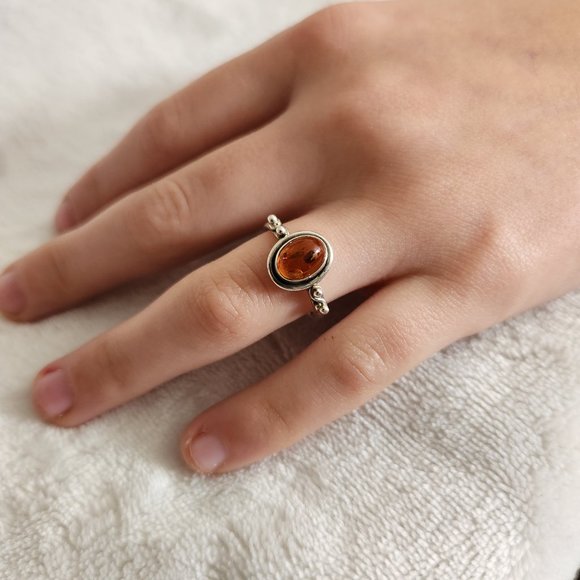 Sterling Silver and Amber Ring. Size 6. Lightly used. - Picture 7 of 8
